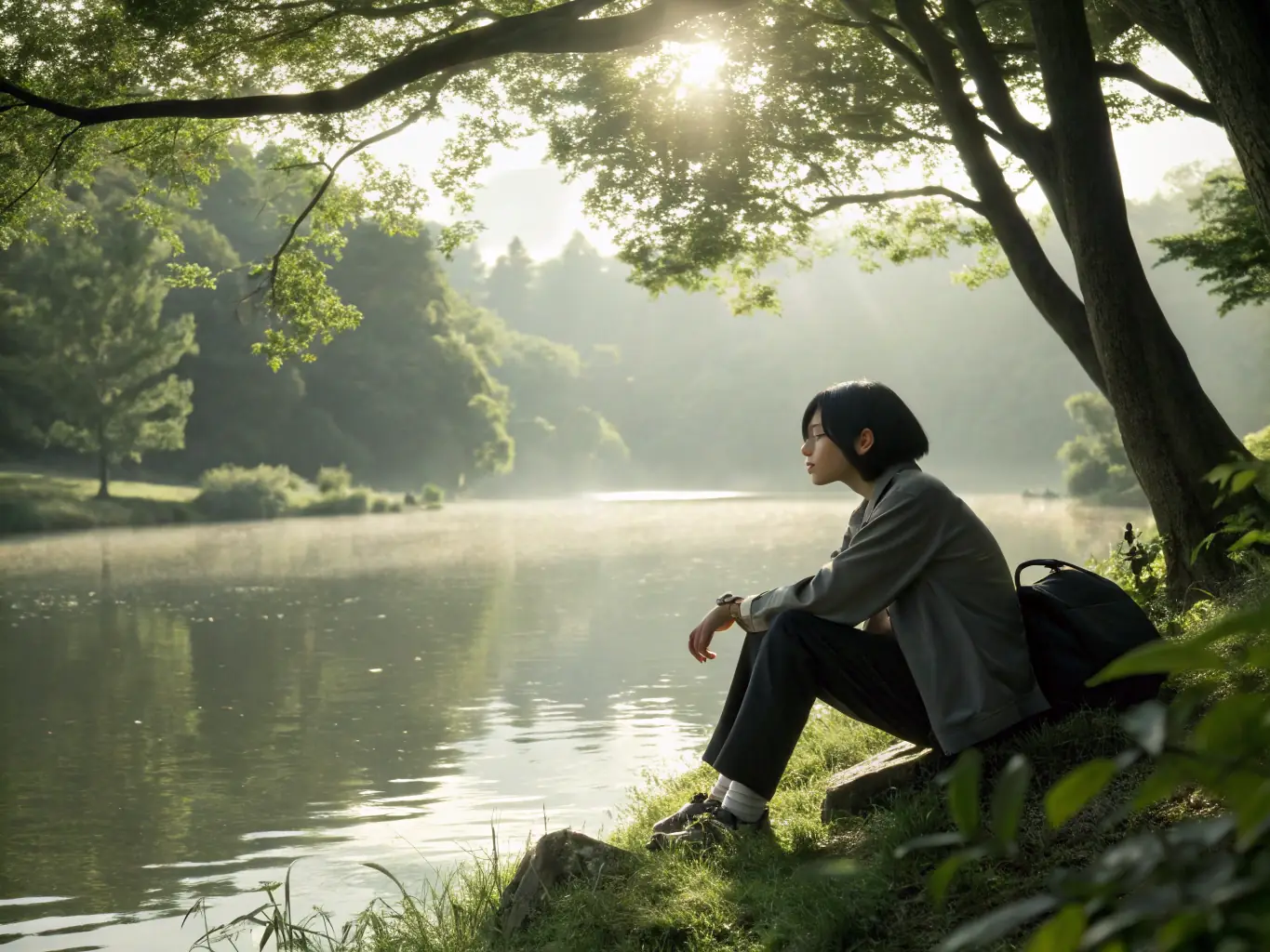 An inspiring image of a person meditating outdoors with a city skyline in the background, symbolizing the Mindset and Resilience Training.